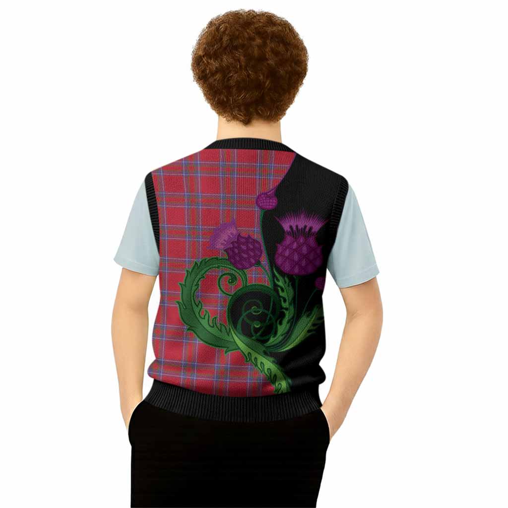 Rait Tartan Knitted V-Neck Vest Traditional Scottish Thistle
