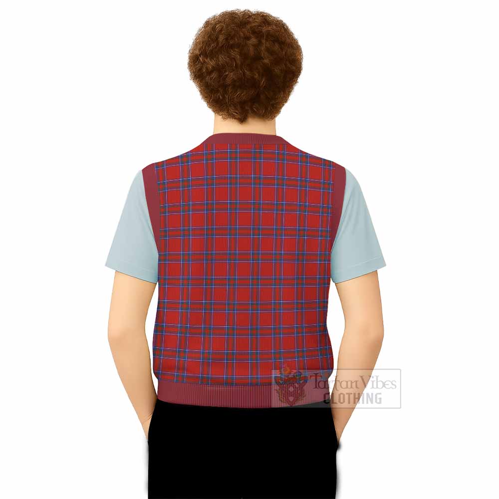 Rait Tartan Knitted V-Neck Vest with Family Crest - Tartan Vibes Clothing