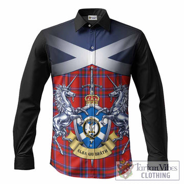 Rait Tartan Long Sleeve Button Shirts Alba Gu Brath Unicorn Crest