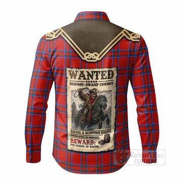 Rait Tartan Long Sleeve Button Shirts Bigfoot Riding The Kelpie Monster