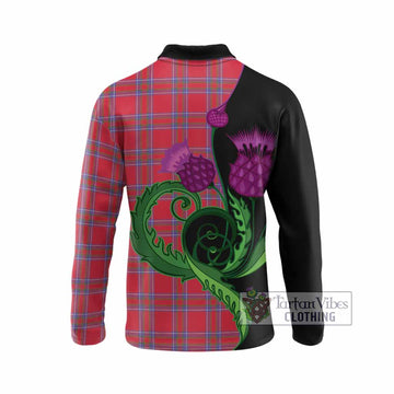 Rait Tartan Long Sleeve Polo Shirt Traditional Scottish Thistle