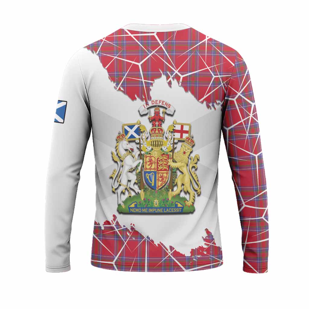 Rait Tartan Long Sleeve T-Shirt with Family Crest and Lion Rampant Grunge Style