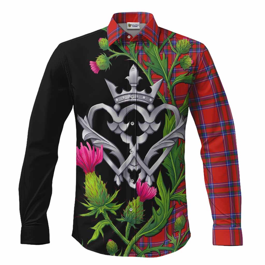 Rait Tartan Luckenbooth Long Sleeve Button Shirts Silver Heart Crown Thistle Floral Men's Shirt S - Tartan Vibes Clothing