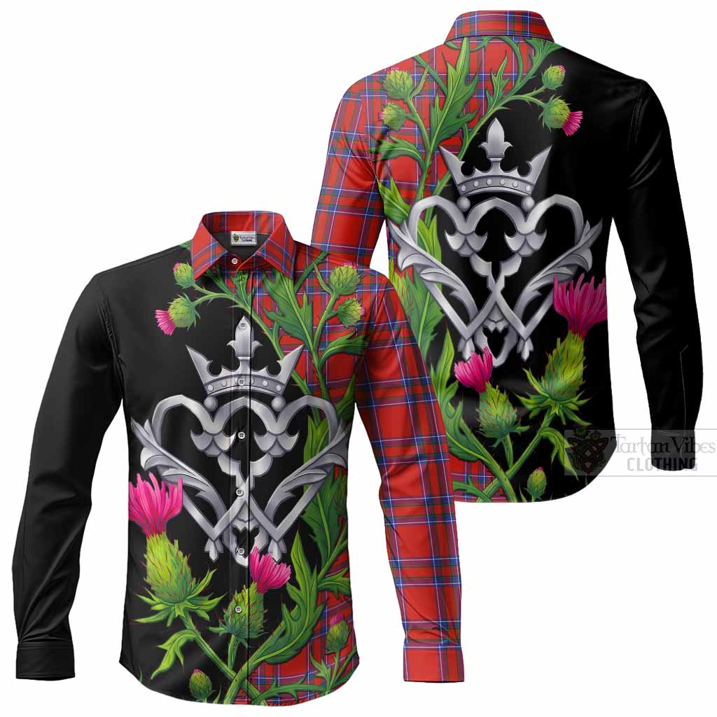 Rait Tartan Luckenbooth Long Sleeve Button Shirts Silver Heart Crown Thistle Floral Men's Shirt - Tartan Vibes Clothing
