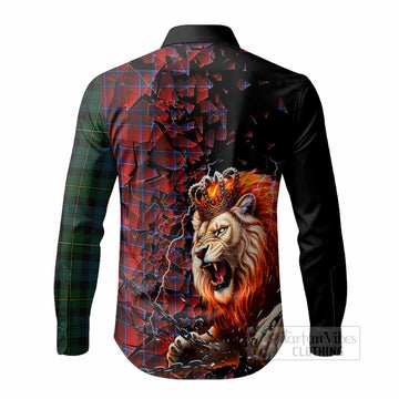 Rait Tartan Mighty Lion Long Sleeve Button Shirts Explosion Flying Pieces