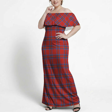 Rait Tartan Off Shoulder Ruffle Maxi Dress