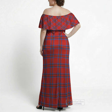 Rait Tartan Off Shoulder Ruffle Maxi Dress