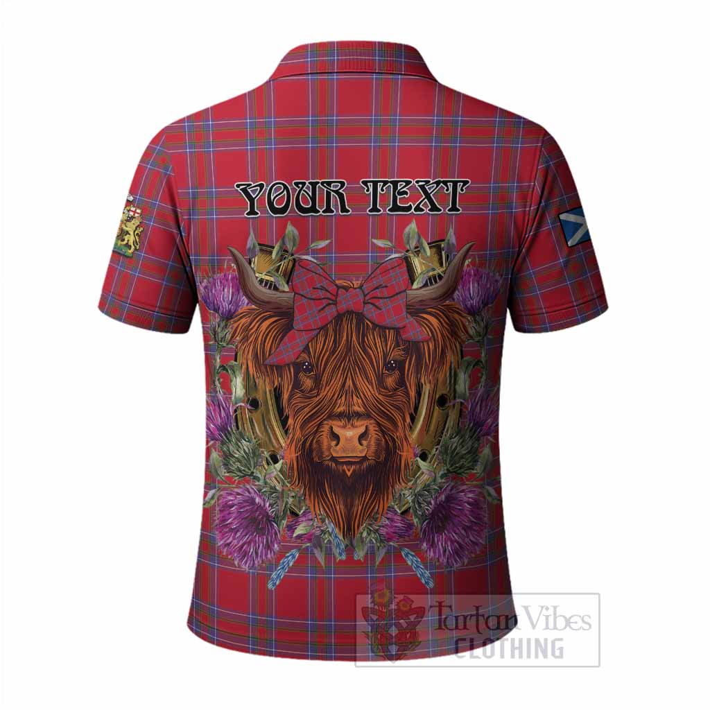 Rait Tartan Polo Shirt Scottish Thistle Heilan Coo