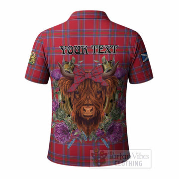 Rait Tartan Polo Shirt Scottish Thistle Heilan Coo