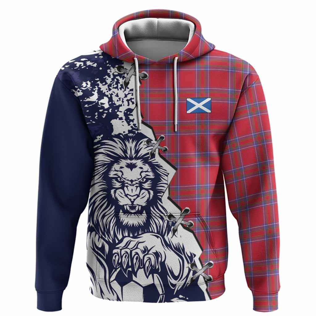 Rait Tartan Scottish Hoodie Angry Lion With Soccer Ball Style