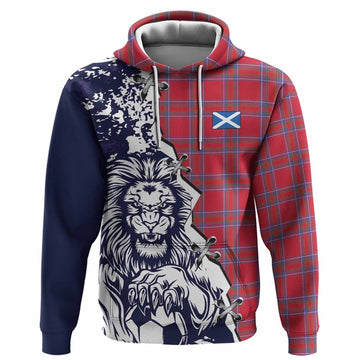 Rait Tartan Scottish Hoodie Angry Lion With Soccer Ball Style