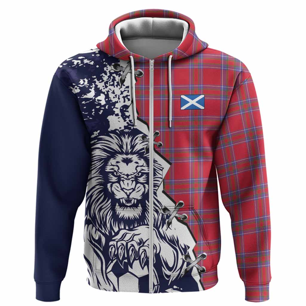 Rait Tartan Scottish Hoodie Angry Lion With Soccer Ball Style