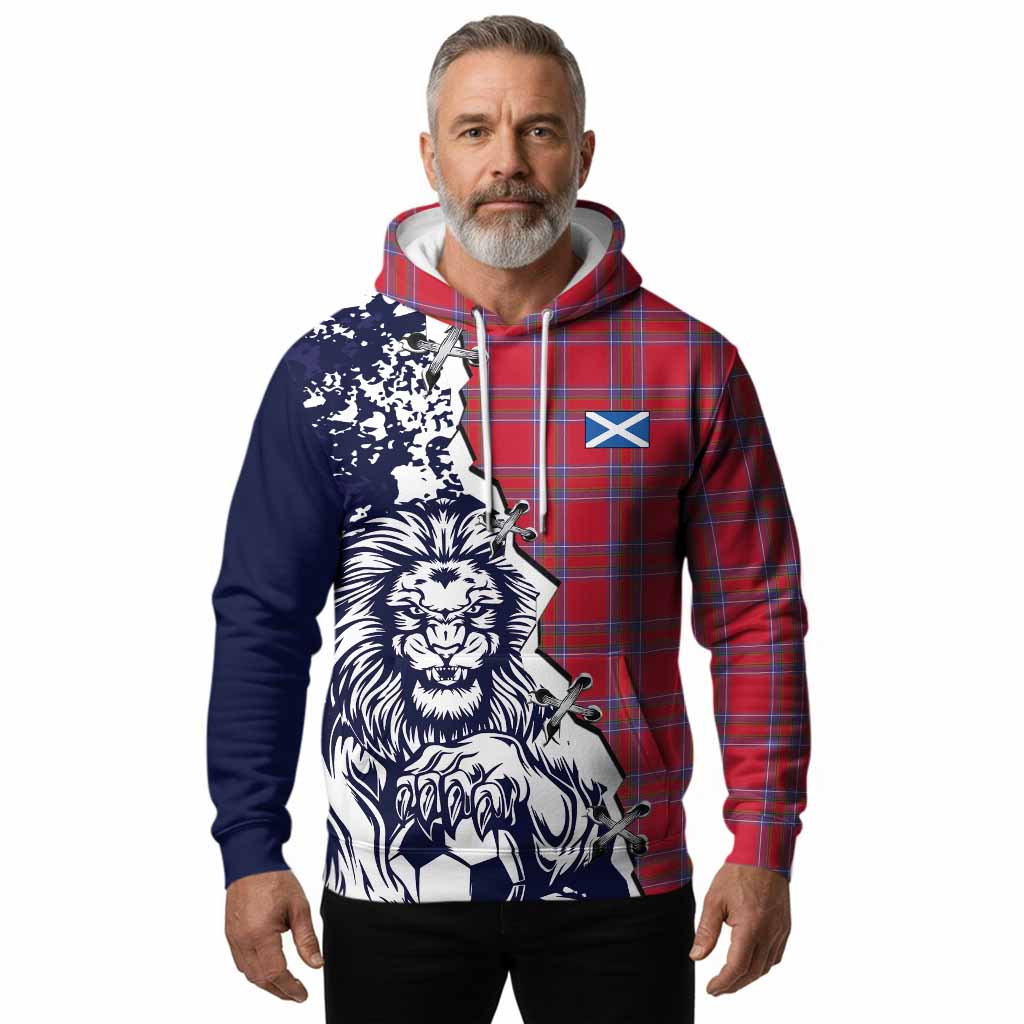 Rait Tartan Scottish Hoodie Angry Lion With Soccer Ball Style
