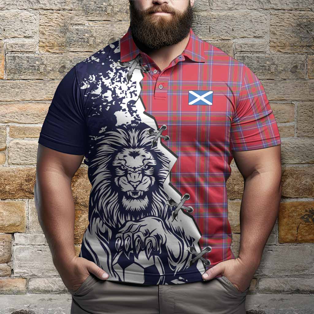 Rait Tartan Scottish Polo Shirt Angry Lion With Soccer Ball Style