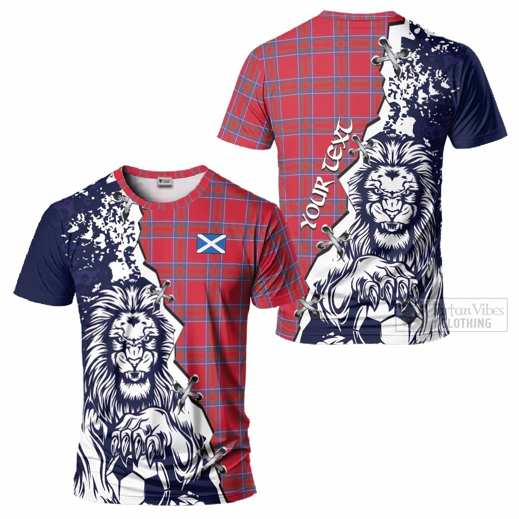 Rait Tartan Scottish T-Shirt Angry Lion With Soccer Ball Style
