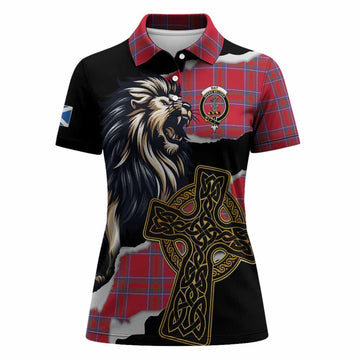 Rait Tartan Scottish Women Polo Shirt Lion Celtic Heritage