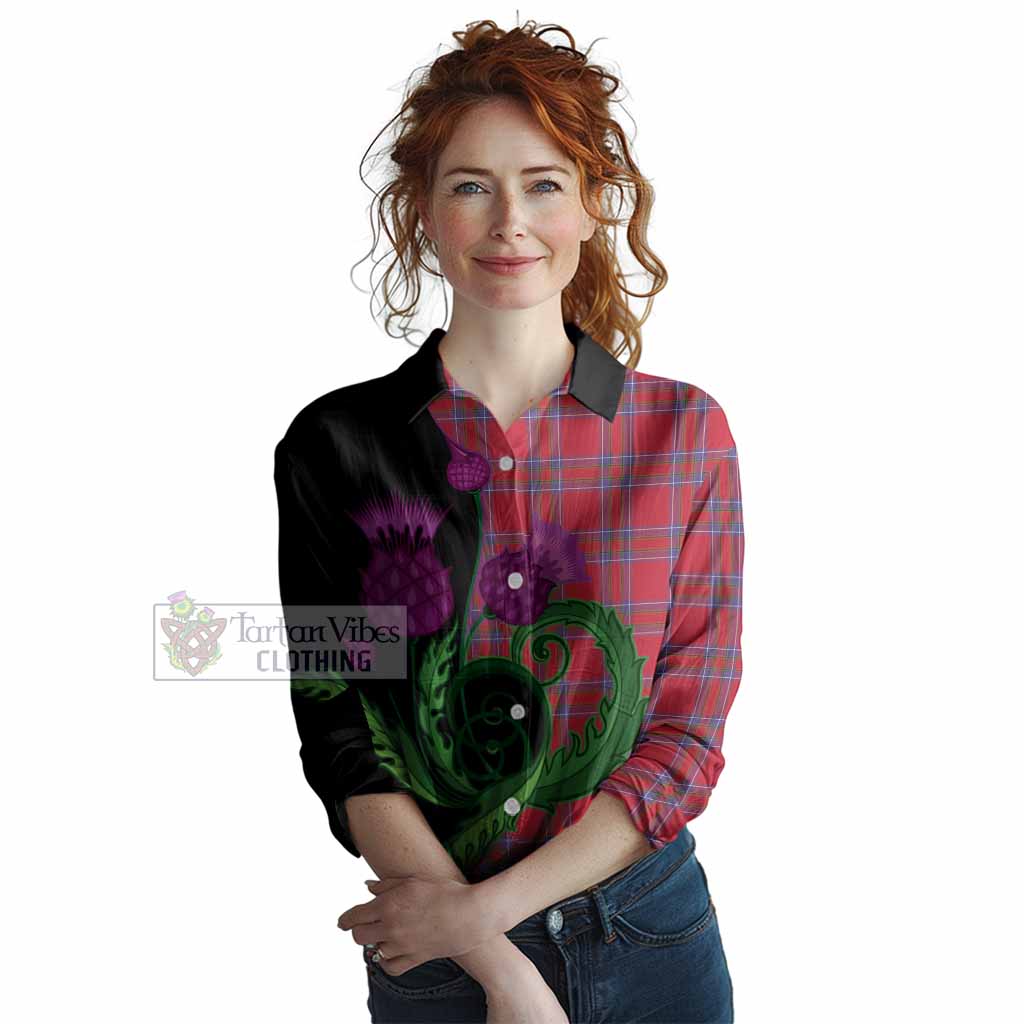 Rait Tartan Women Casual Shirt Traditional Scottish Thistle