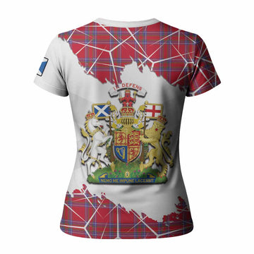 Rait Tartan Women T shirt with Family Crest and Lion Rampant Grunge Style