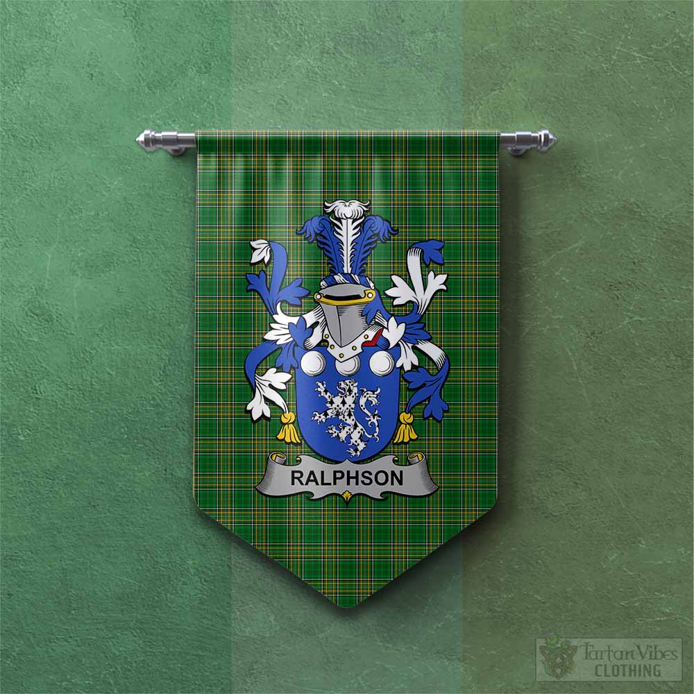 Tartan Vibes Clothing Ralphson Irish Clan Tartan Gonfalon, Tartan Banner with Coat of Arms