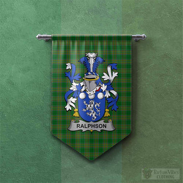 Ralphson Irish Clan Tartan Gonfalon, Tartan Banner with Coat of Arms