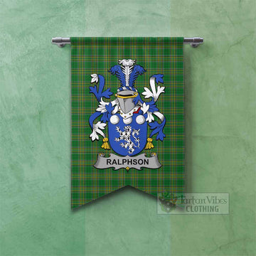 Ralphson Irish Clan Tartan Gonfalon, Tartan Banner with Coat of Arms