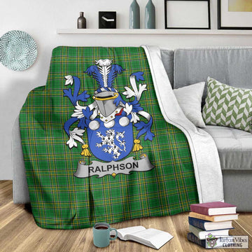 Tartan Vibes Clothing Ralphson Irish Clan Tartan Blanket with Coat of Arms