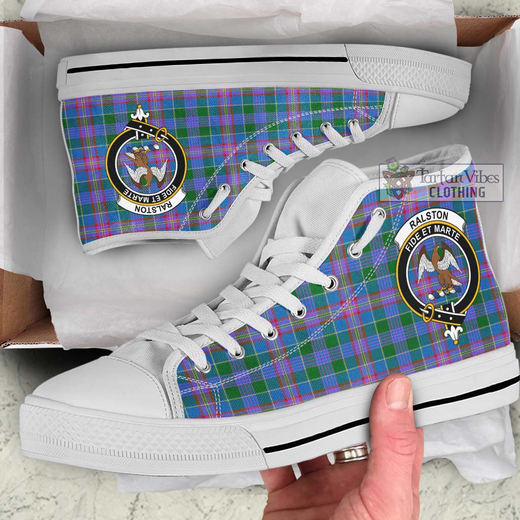 Tartan Vibes Clothing Ralston Tartan High Top Shoes with Family Crest
