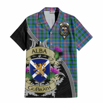 Tartan Vibes Clothing Ralston Tartan Family Crest Short Sleeve Button Shirt Lion Rampant Royal Thistle Shield Celtic Inspired