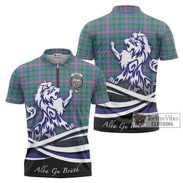 Ralston Tartan Zipper Polo Shirt with Alba Gu Brath Regal Lion Emblem