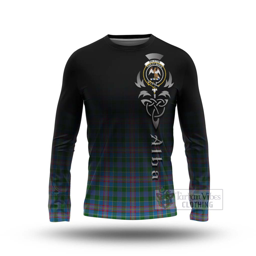 Tartan Vibes Clothing Ralston Tartan Long Sleeve T-Shirt Featuring Alba Gu Brath Family Crest Celtic Inspired