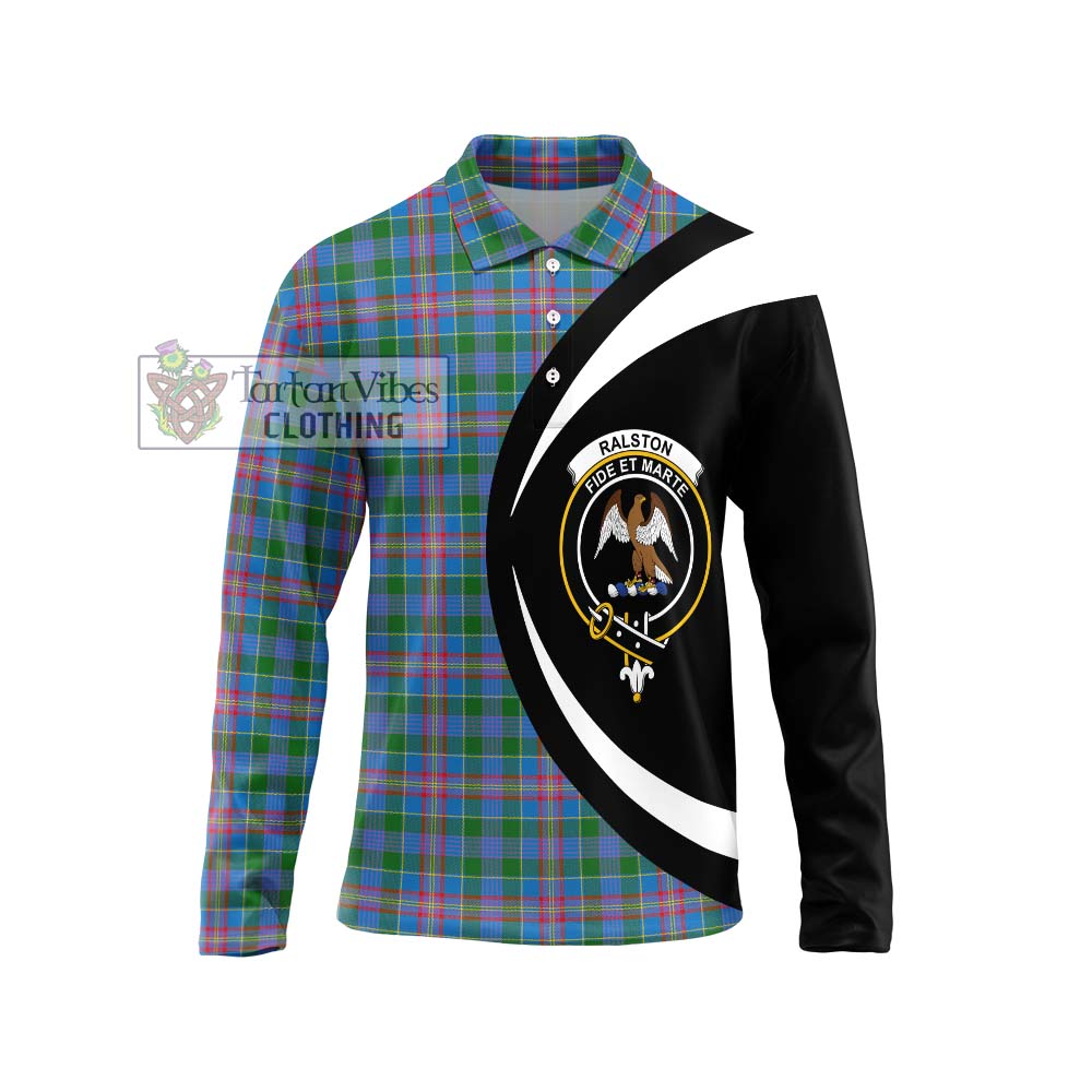 Ralston Tartan Long Sleeve Polo Shirt with Family Crest Circle Style Unisex - Tartan Vibes Clothing