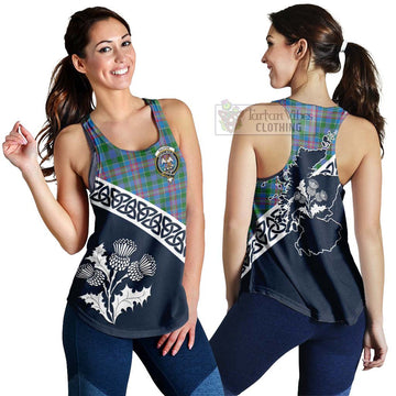 Tartan Vibes Clothing Ralston Tartan Women's Racerback Tanks Featuring Thistle and Scotland Map