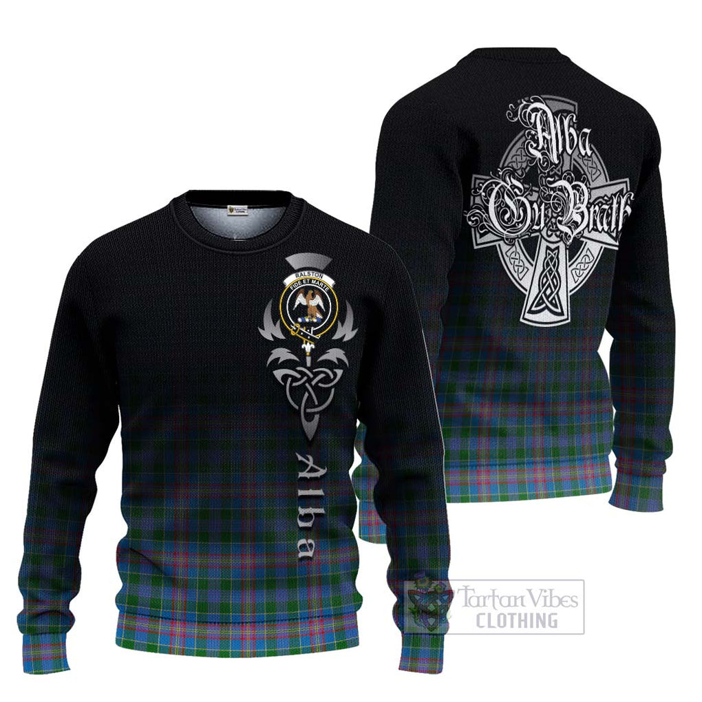 Tartan Vibes Clothing Ralston Tartan Knitted Sweater Featuring Alba Gu Brath Family Crest Celtic Inspired