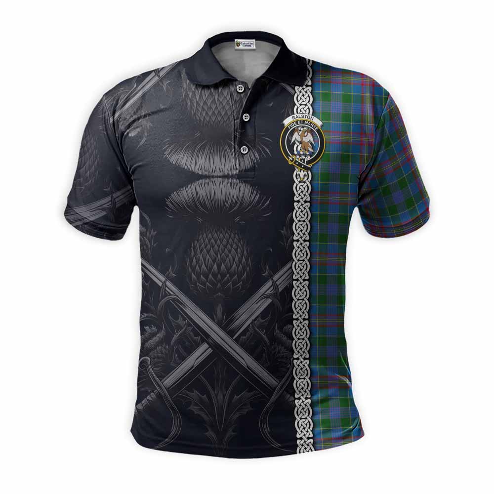 Tartan Vibes Clothing Ralston Tartan Polo Shirt with Family Crest Cross Sword Thistle Celtic Vibes