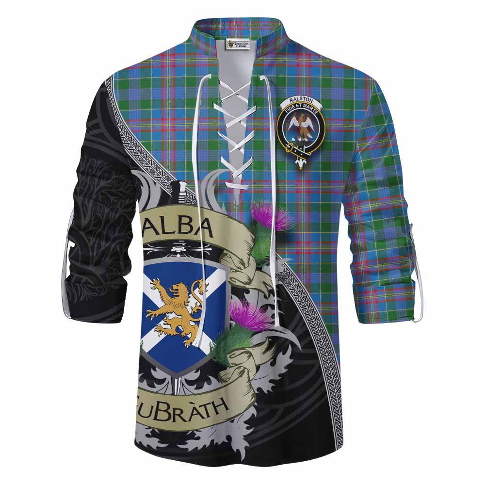 Tartan Vibes Clothing Ralston Tartan Family Crest Ghillie Kilt Shirt Lion Rampant Royal Thistle Shield Celtic Inspired
