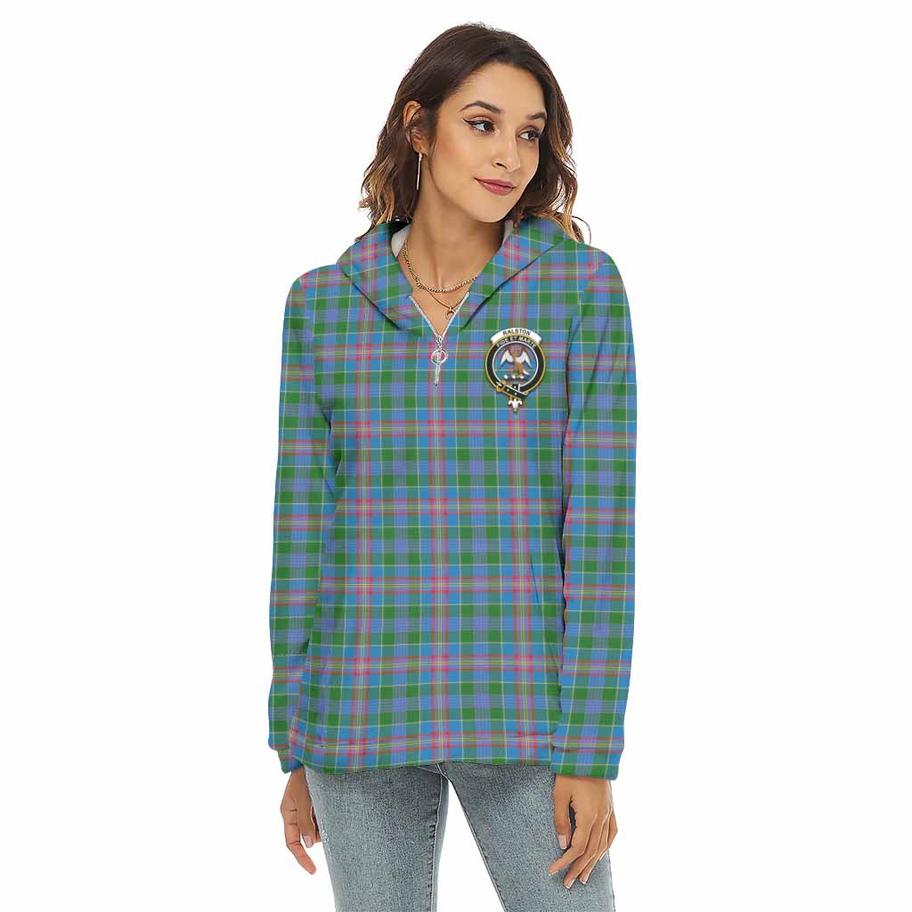 Tartan Vibes Clothing Ralston Tartan Crest Women's Borg  Half Zip Fleece Hoodie