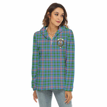 Tartan Vibes Clothing Ralston Tartan Crest Women's Borg  Half Zip Fleece Hoodie