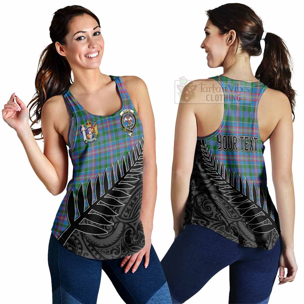 Tartan Vibes Clothing Ralston Crest Tartan Women's Racerback Tanks with New Zealand Silver Fern Half Style