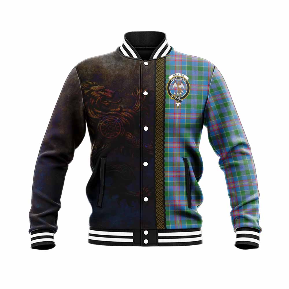 Tartan Vibes Clothing Ralston Tartan Family Crest Baseball Jacket Alba Gu Brath Be Brave Lion Ancient Style