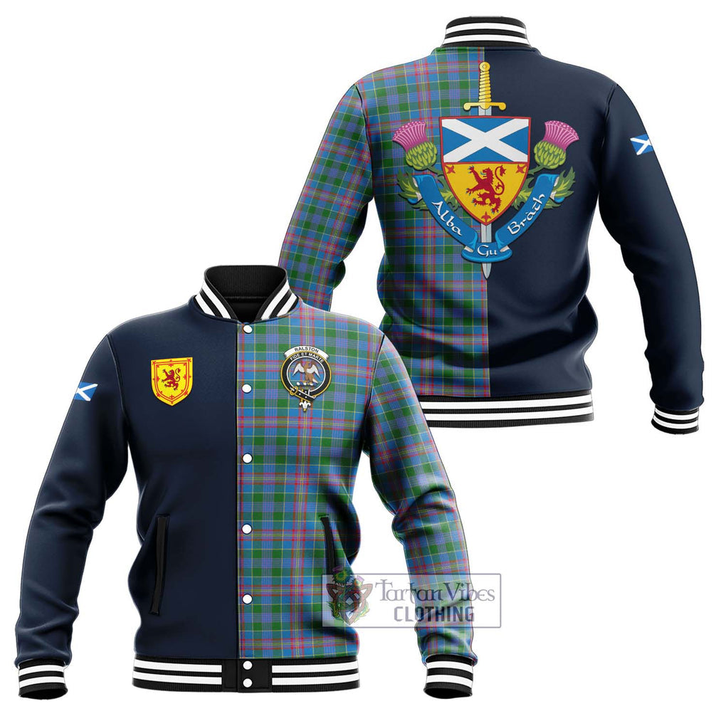 Tartan Vibes Clothing Ralston Tartan Baseball Jacket with Scottish Lion Royal Arm Half Style