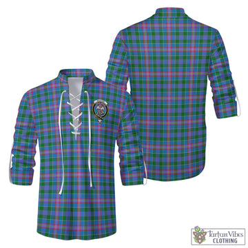 Tartan Vibes Clothing Ralston Tartan Men's Scottish Traditional Jacobite Ghillie Kilt Shirt with Family Crest