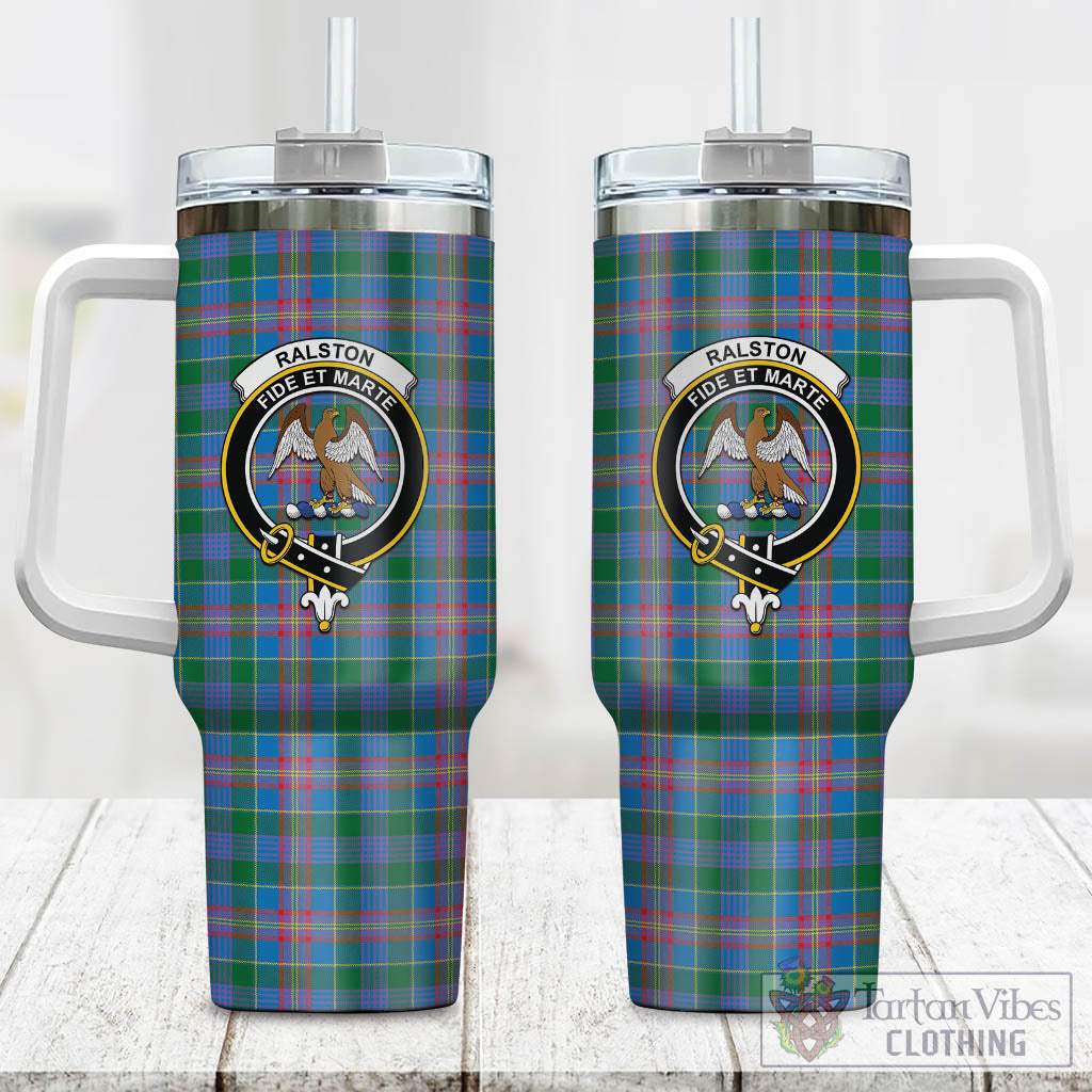 Tartan Vibes Clothing Ralston Tartan and Family Crest Tumbler with Handle