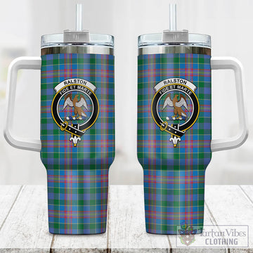 Tartan Vibes Clothing Ralston Tartan and Family Crest Tumbler with Handle