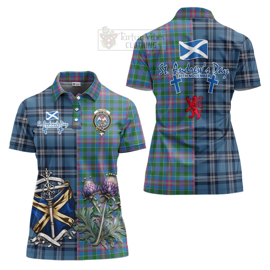 Tartan Vibes Clothing Ralston Tartan Women's Polo Shirt Happy St. Andrew's Day Half Tartan Style