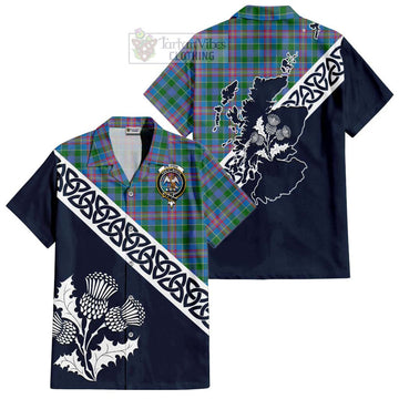 Tartan Vibes Clothing Ralston Tartan Short Sleeve Button Shirt Featuring Thistle and Scotland Map