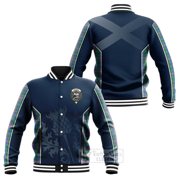 Ralston Tartan Baseball Jacket with Family Crest and Scottish Thistle Vibes Sport Style