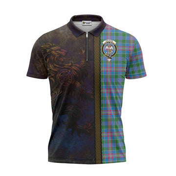 Ralston Tartan Family Crest Zipper Polo Shirt Alba Gu Brath Be Brave Lion Ancient Style
