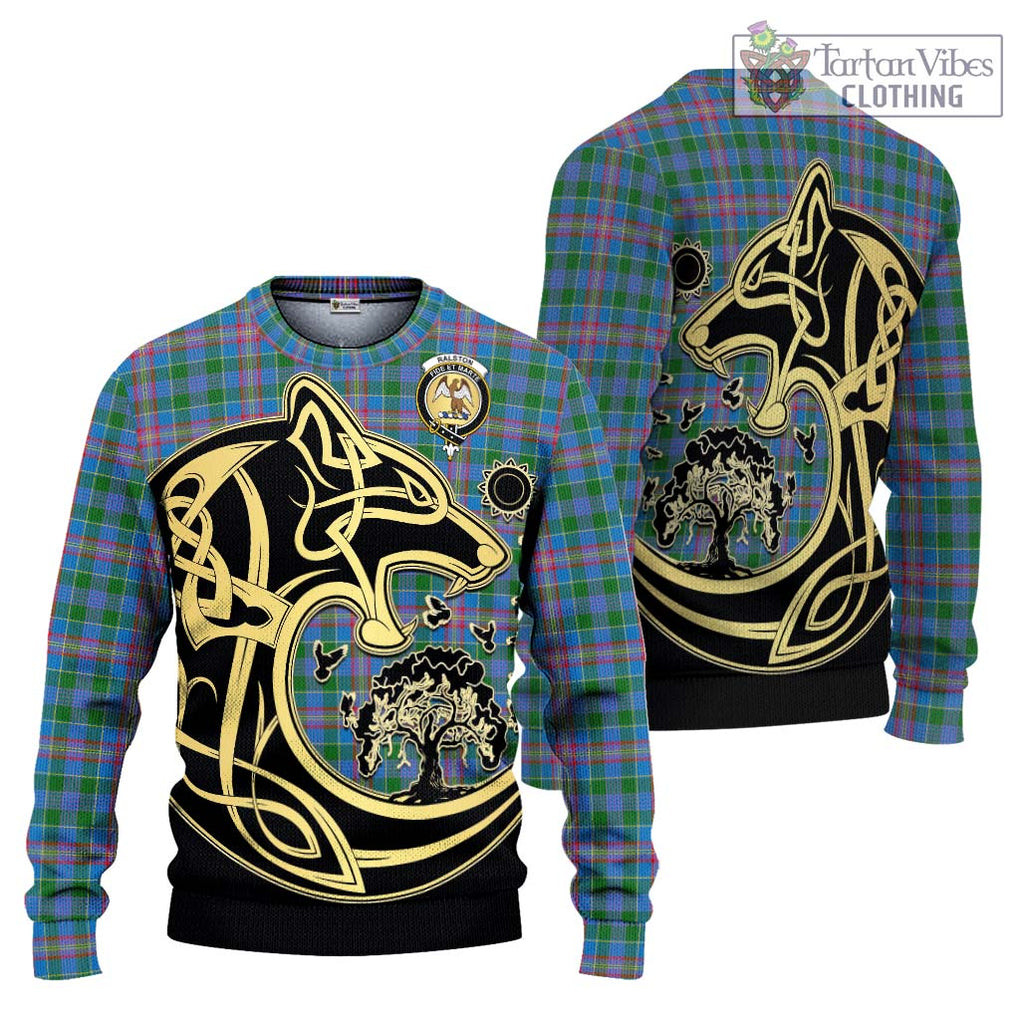 Ralston Tartan Knitted Sweater with Family Crest Celtic Wolf Style Unisex - Tartan Vibes Clothing