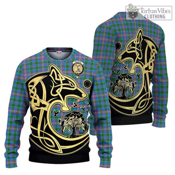 Ralston Tartan Ugly Sweater with Family Crest Celtic Wolf Style
