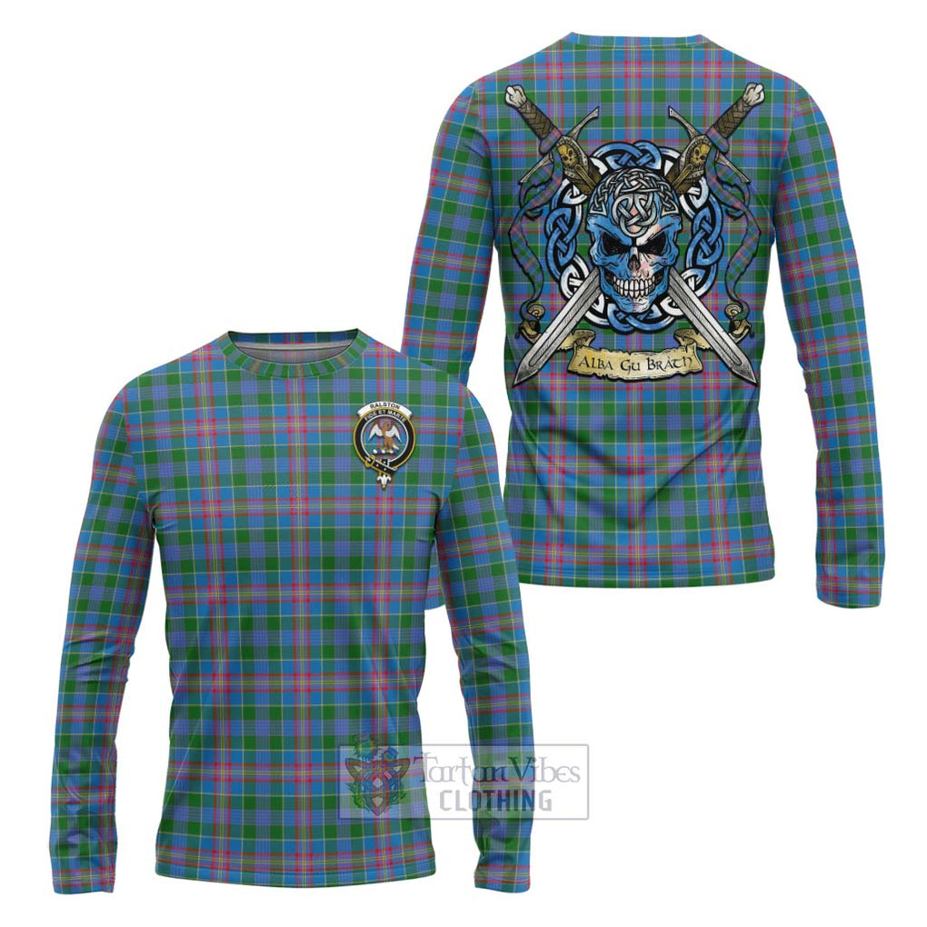 Tartan Vibes Clothing Ralston Tartan Long Sleeve T-Shirt with Family Crest Celtic Skull Style